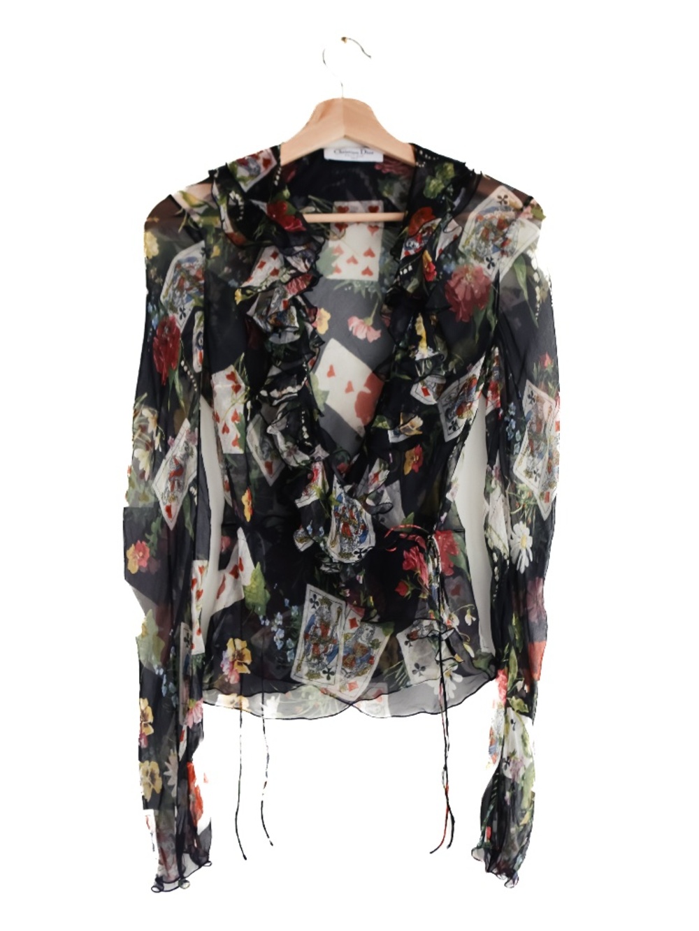 Vintage Christian Dior playing cards wrap blouse by John Galliano FW 2002
